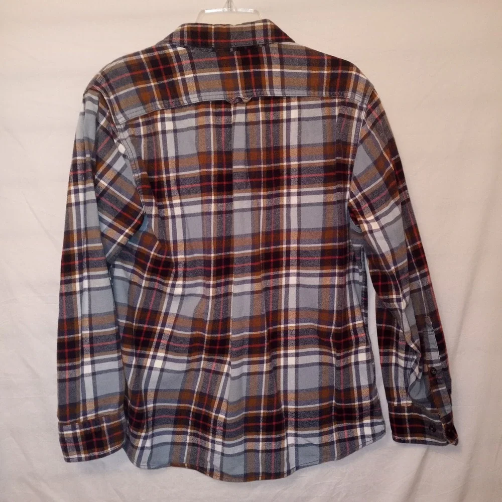 Eddie Bauer Flannel Shirts Mens Sz L Long‎ Sleeve Button Up Green Blue Plaid 2